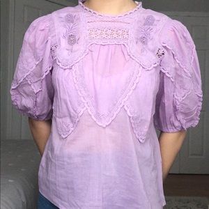 NWOT Anthropologie Purple Lace Blouse Size XS